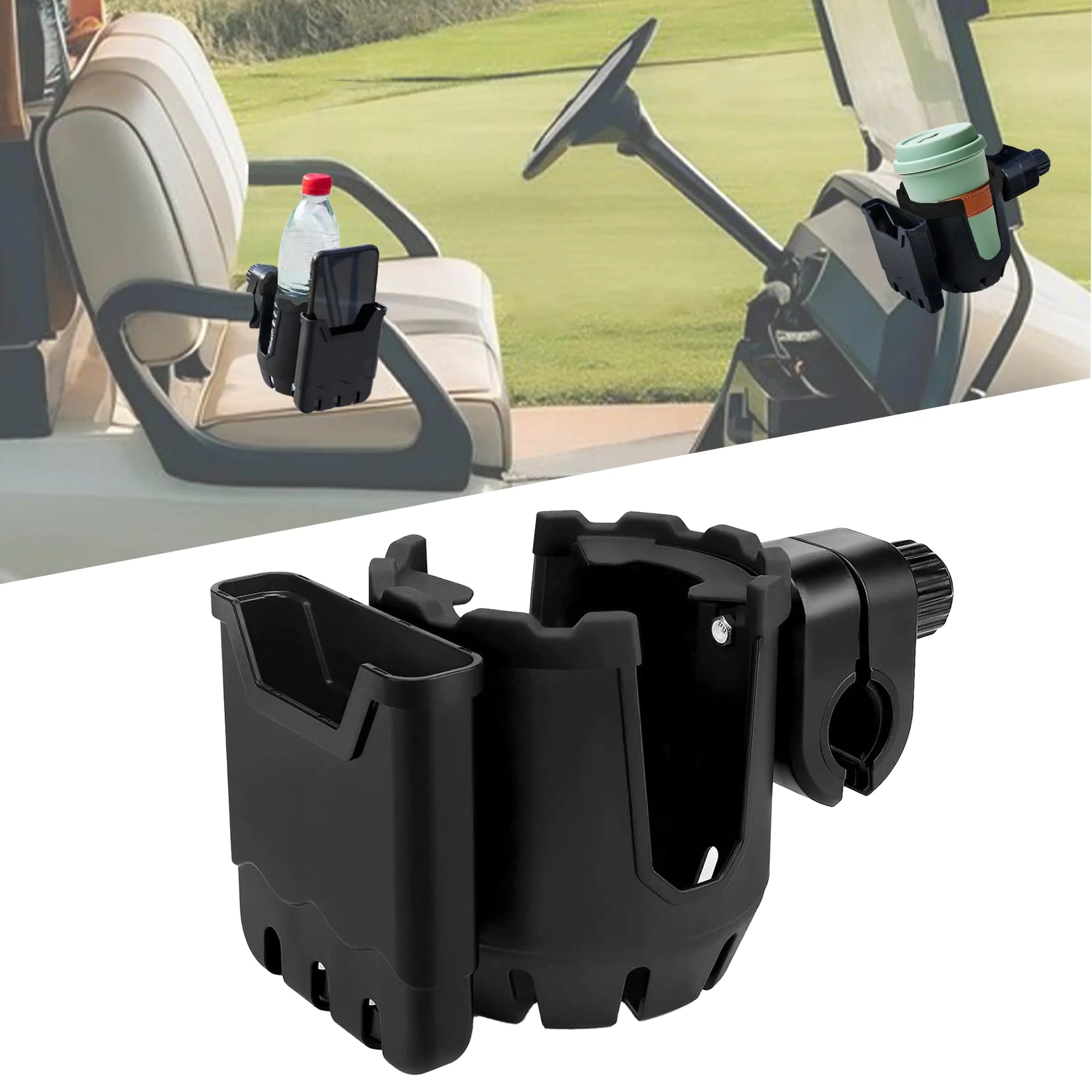 Universal Golf Cart Cup Holder with Phone Holder